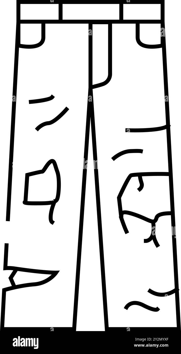 jean vieilli streetwear tissu ligne de mode illustration vectorielle d'icône Illustration de Vecteur