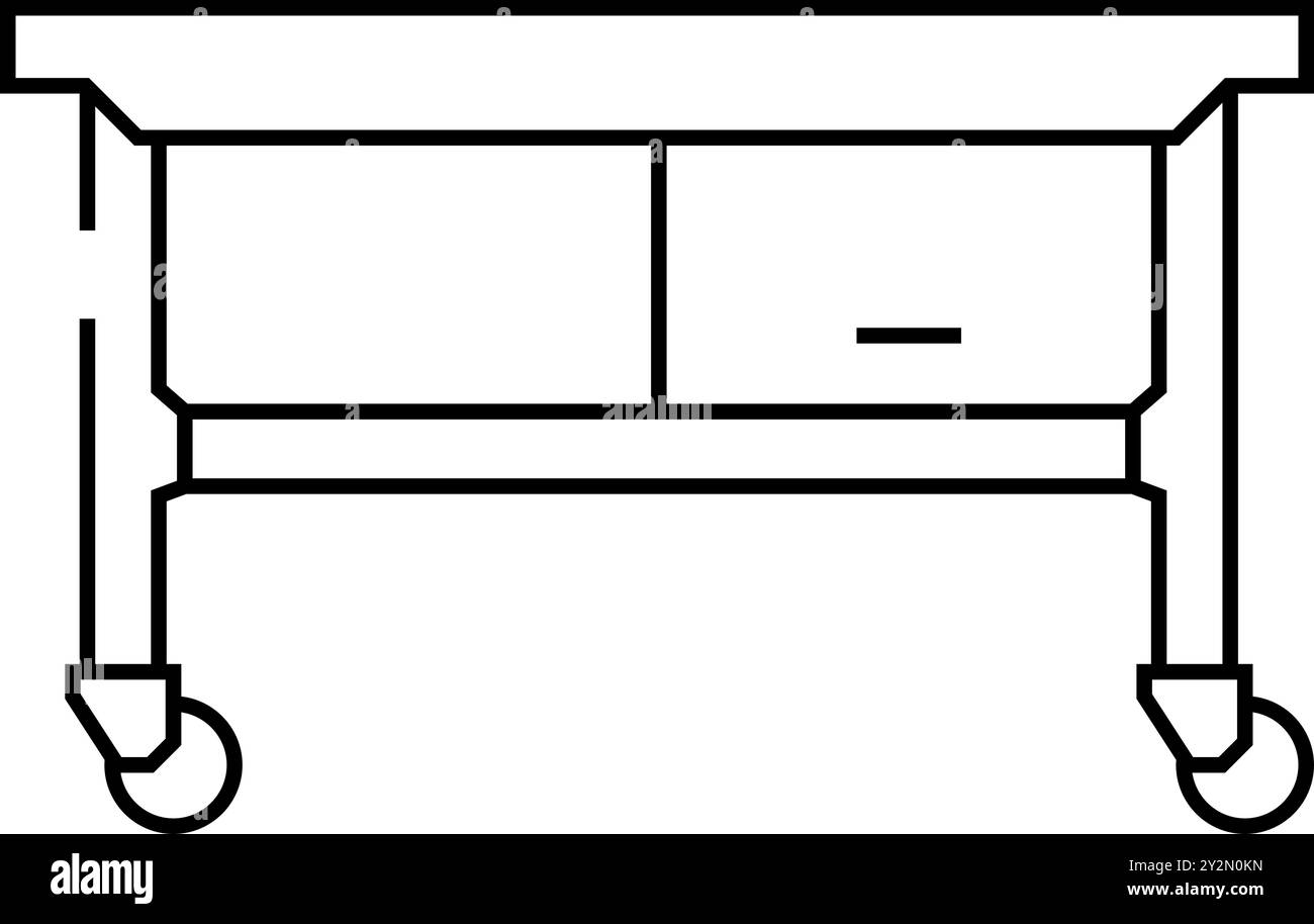 illustration vectorielle d'icône de ligne d'équipement de restaurant de table de préparation Illustration de Vecteur