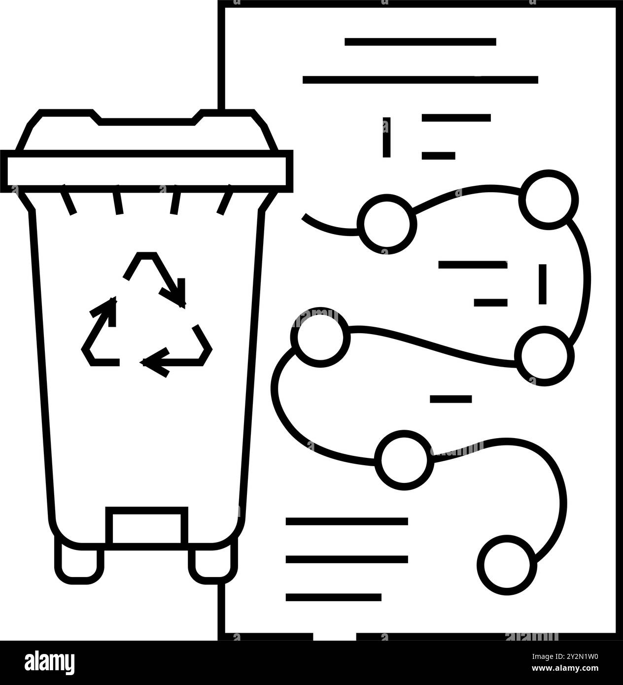 illustration vectorielle d'icône de ligne de tri des déchets de gestion des déchets Illustration de Vecteur