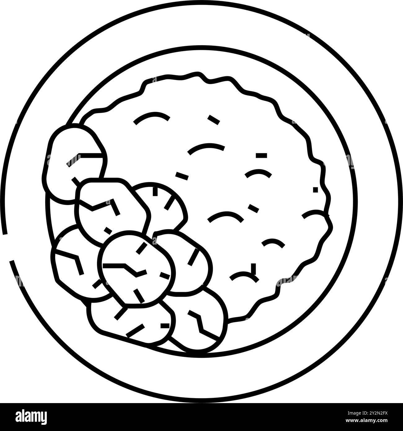 illustration vectorielle d'icône de ligne de cuisine indienne de plat de curry Illustration de Vecteur