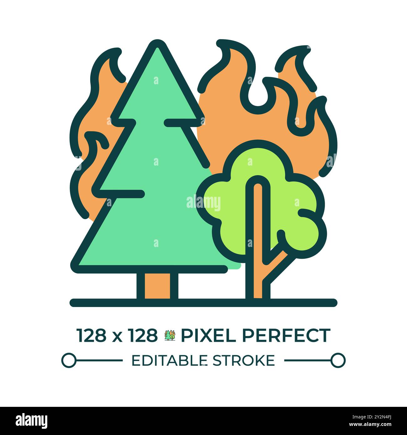 Icône de couleur RVB feu de forêt Illustration de Vecteur