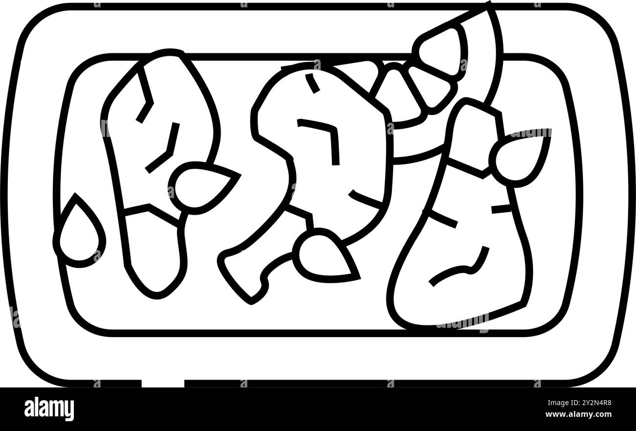 illustration vectorielle d'icône de ligne de cuisine indienne de poulet tandoori Illustration de Vecteur