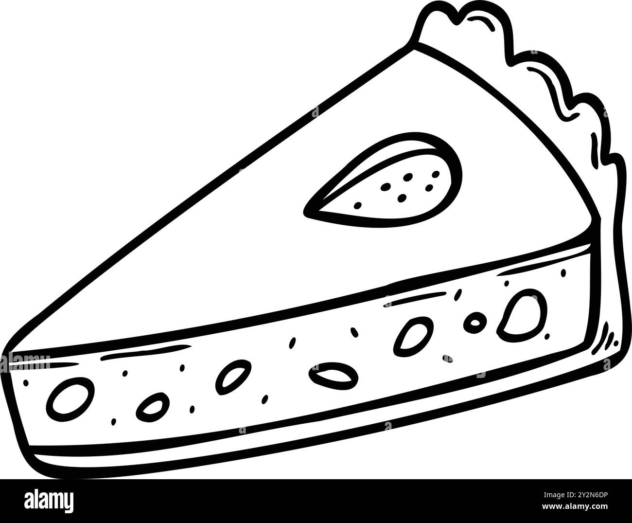 Dessin d'un morceau de tarte de dessin animé, pâtisserie, bretzel, dessert. Illustration vectorielle isolée. Illustration de Vecteur