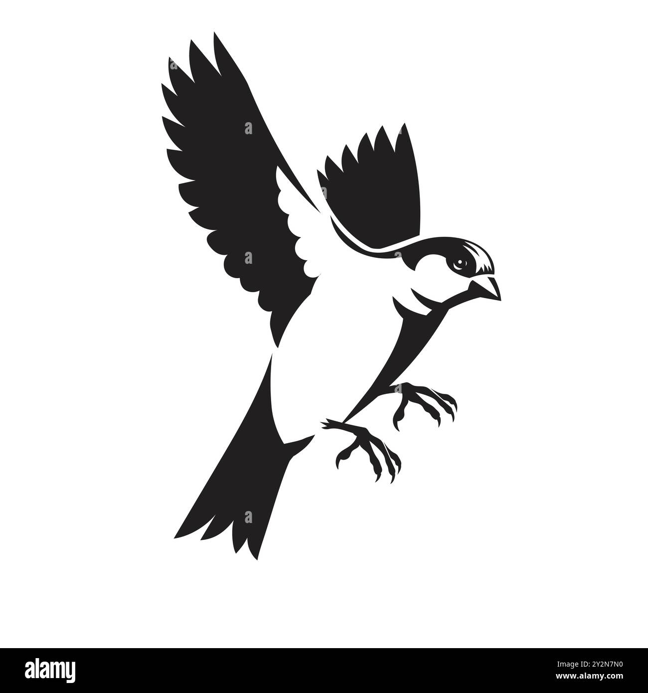 vecteur volant oiseau moineau illustration vectorielle de couleur noir et blanc Illustration de Vecteur
