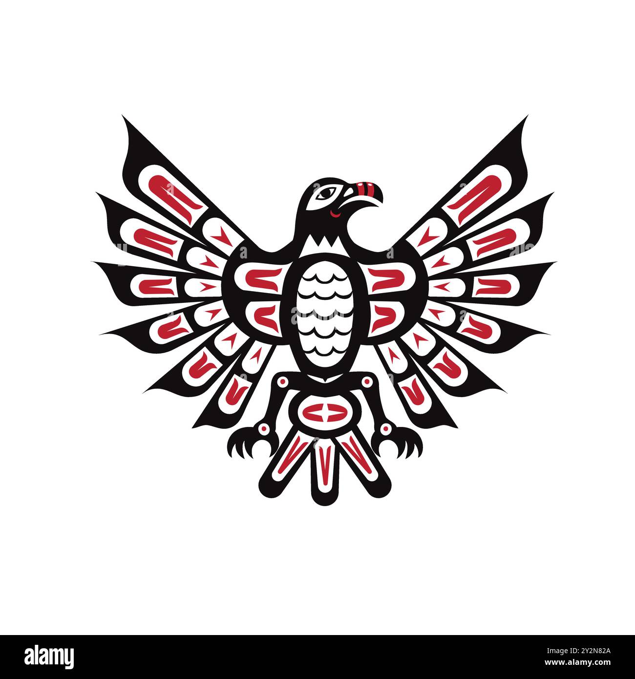 Corbeau indien haida, illustration vectorielle de dessin d'oiseau tribal Illustration de Vecteur