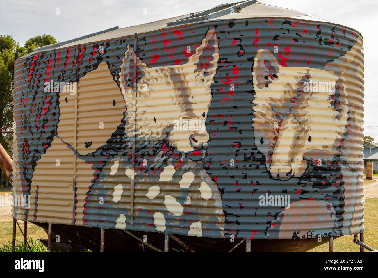 Spot Tail Quolls Mobile Silo Art par Kaff-eine, Woomelang, Victoria, Australie Banque D'Images