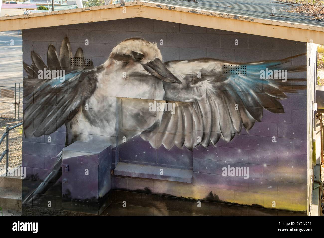 Station de pompage de Kookaburra Art par Jarrod Loxton, Swan Reach Banque D'Images