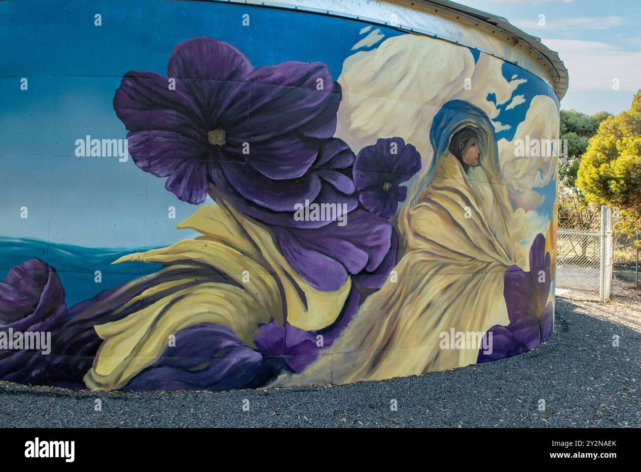 Art de réservoir d'eau par Sam Brooks, Wool Bay, Australie méridionale, Australie Banque D'Images