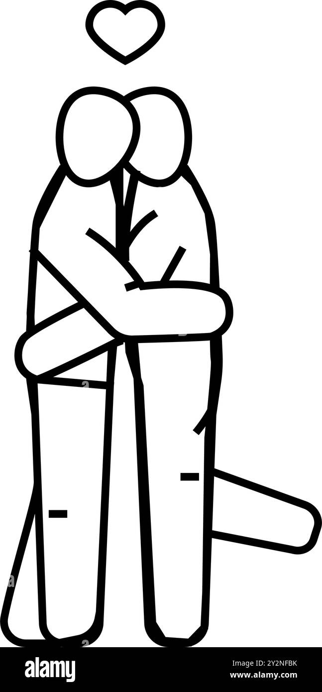 illustration vectorielle d'icône de ligne d'amour de couple gay lgbt Illustration de Vecteur