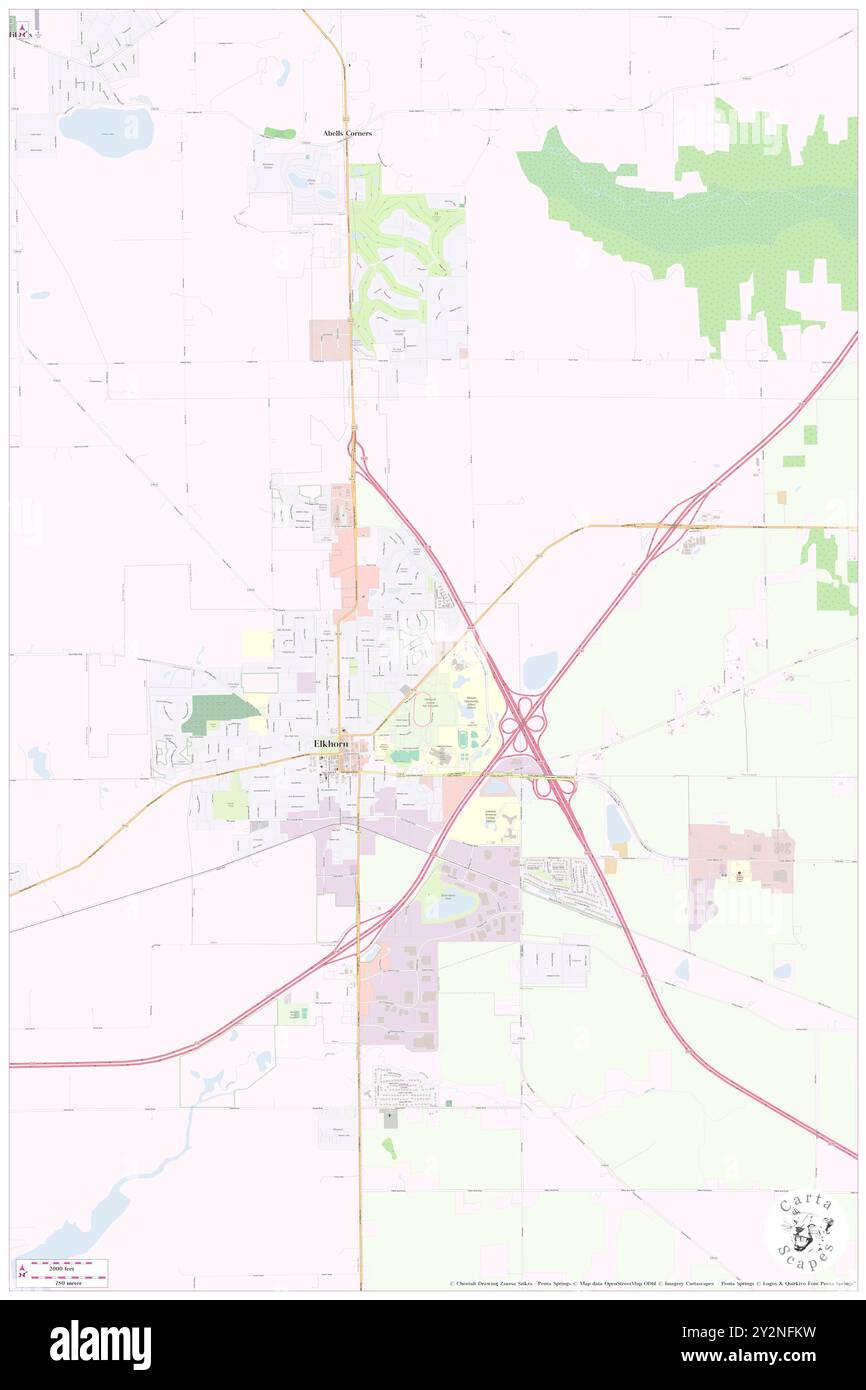 Elkhorn, Comté de Walworth, US, États-Unis, Wisconsin, n 42 40' 22'', S 88 32' 40'', carte, Cartascapes carte publiée en 2024. Explorez Cartascapes, une carte qui révèle la diversité des paysages, des cultures et des écosystèmes de la Terre. Voyage à travers le temps et l'espace, découvrir l'interconnexion du passé, du présent et de l'avenir de notre planète. Banque D'Images