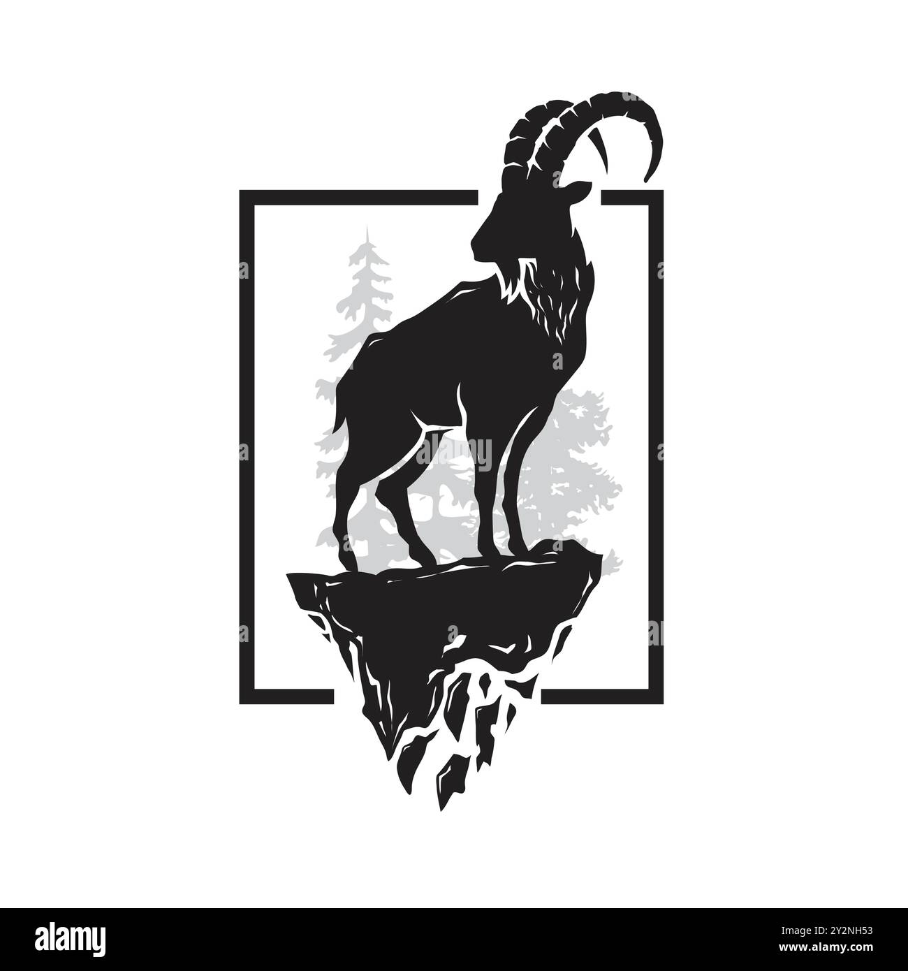 Silhouette de bouillie alpine et forêt au fond carré illustration vectorielle Illustration de Vecteur Silhouette de bouillie alpine et forêt au fond carré illustration vectorielle Illustration de Vecteur
