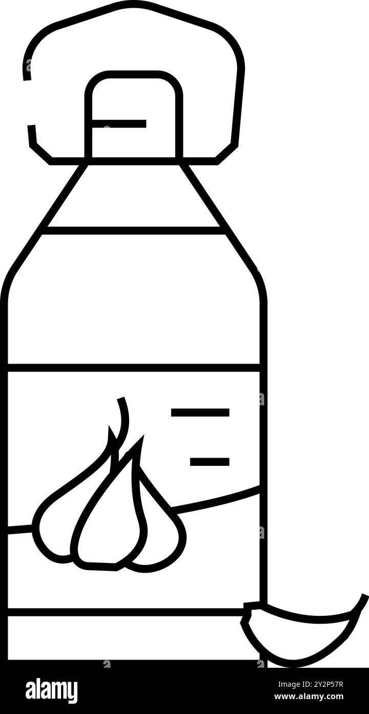 illustration vectorielle de l'icône de la ligne d'ail d'huile Illustration de Vecteur