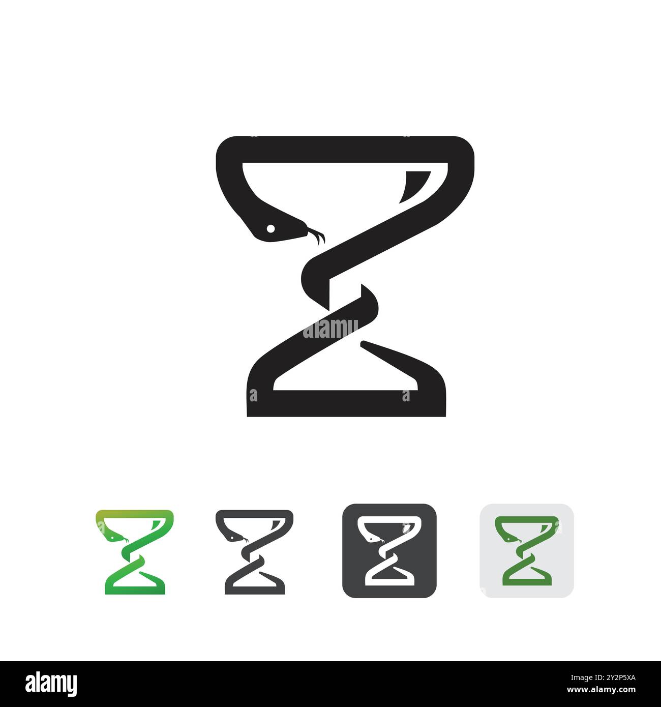 symbole du bol de médecine avec une icône de serpent. Icône de style de ligne Illustration de Vecteur