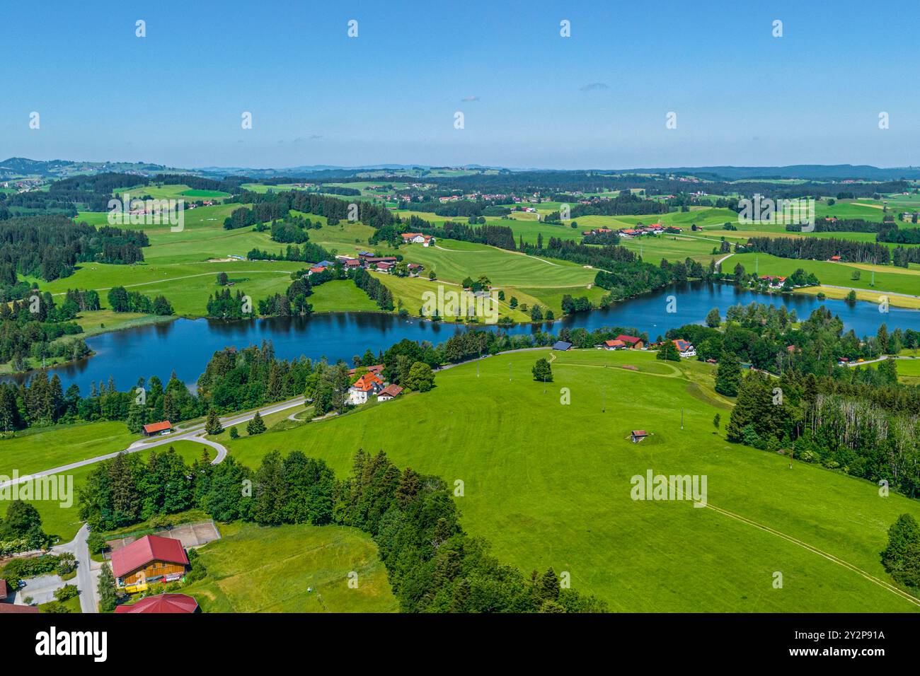 Nature du début de l'été dans le Allgäu autour de l'étang Schwaltenweiher près de la station thermale climatique de Seeg Banque D'Images