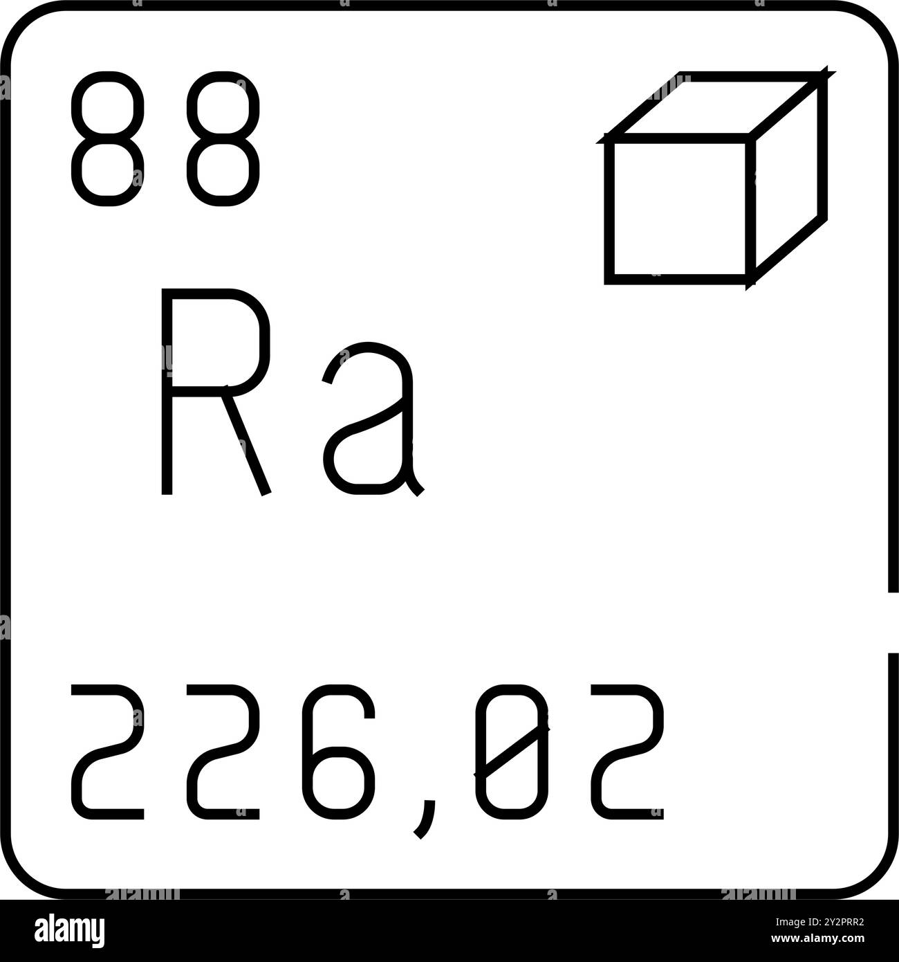 illustration vectorielle de l'icône de ligne d'élément chimique radium Illustration de Vecteur