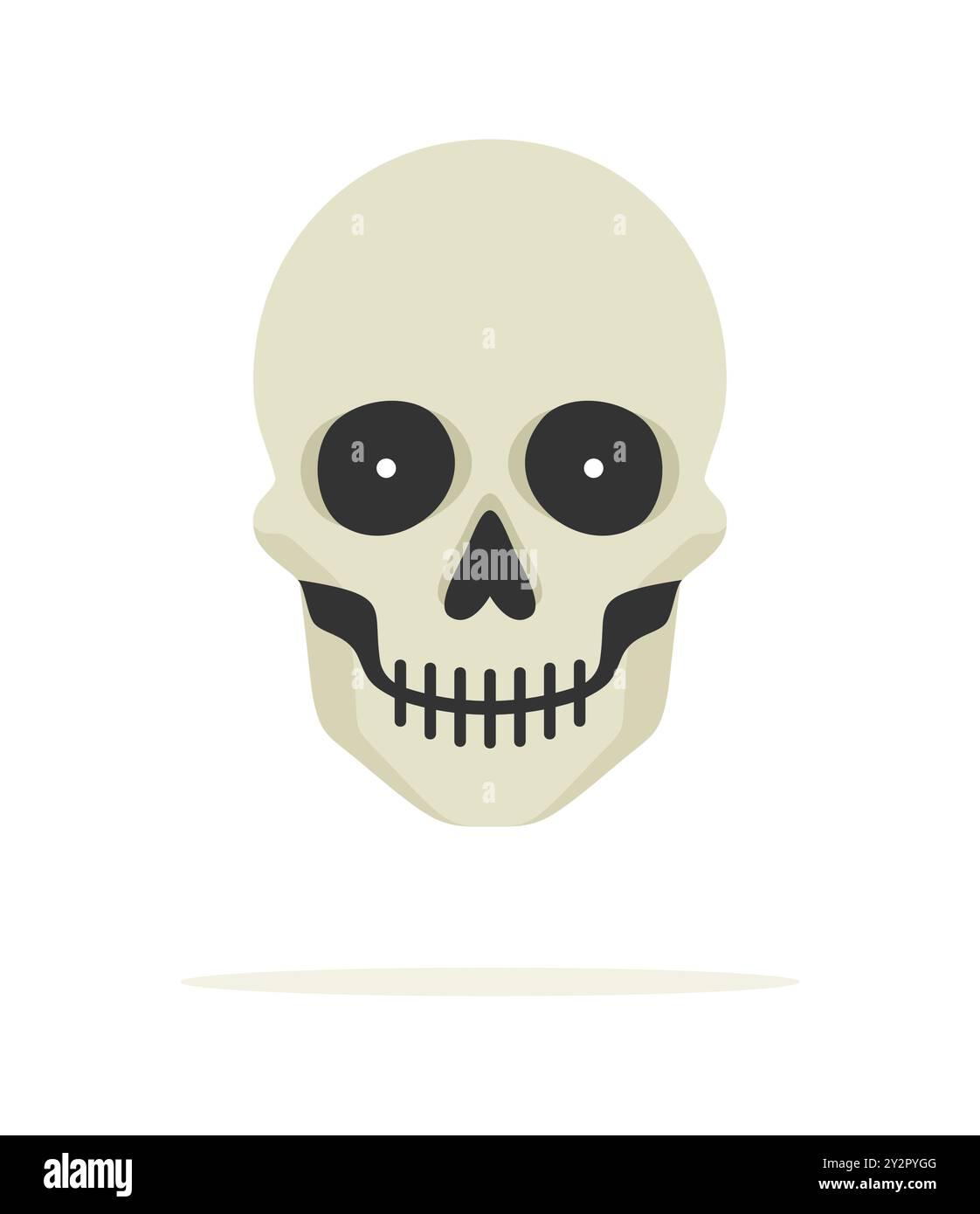 Crâne d'Halloween effrayant isolé sur fond blanc. Illustration vectorielle plate Illustration de Vecteur