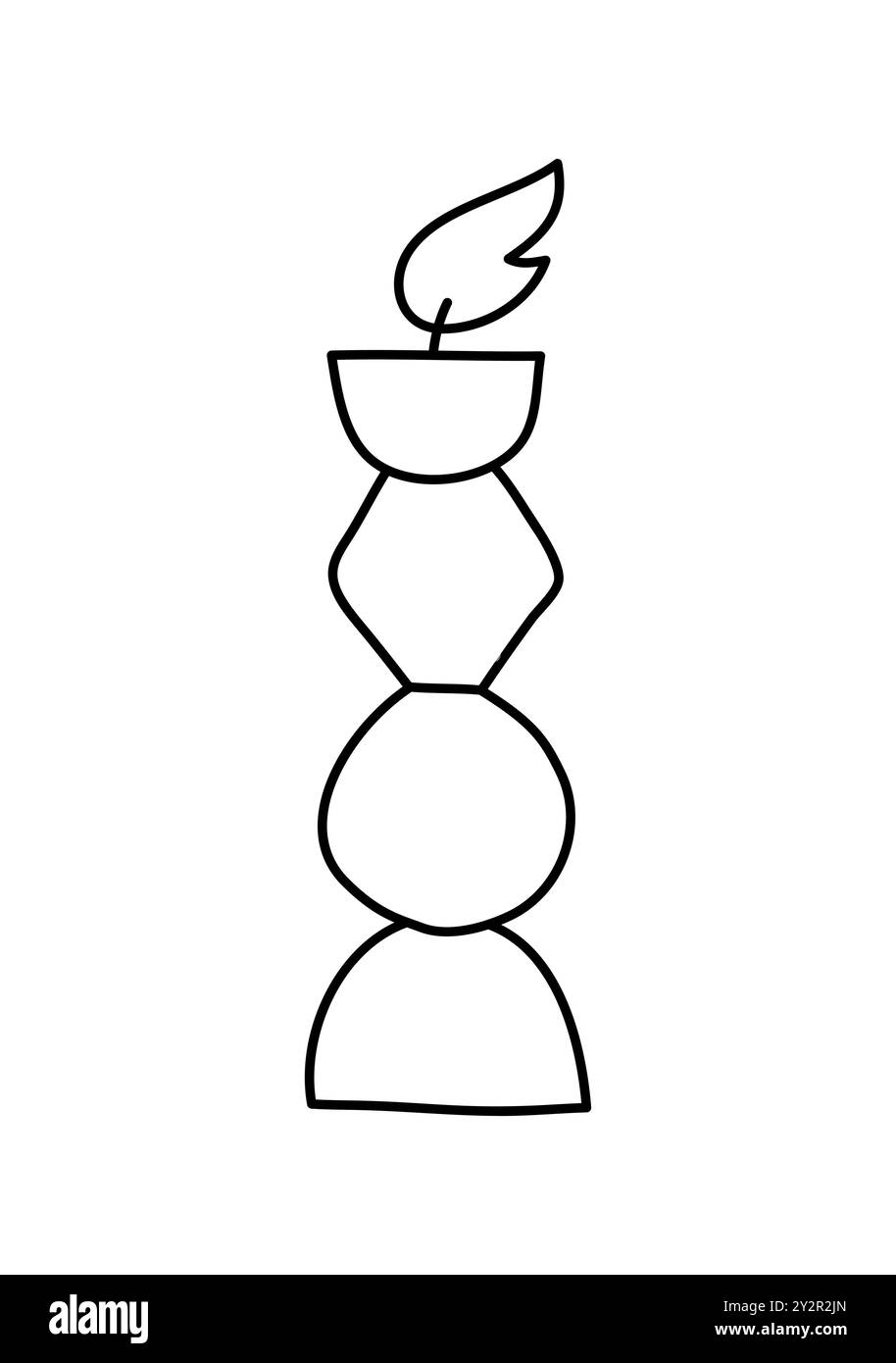 bougie de ligne dessinée à la main esthétique. Illustration vectorielle colorée à contour plat isolée sur fond. elément décoratif pour carte de voeux, bande Illustration de Vecteur