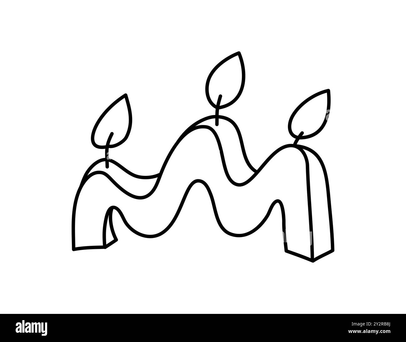 bougie de ligne dessinée à la main esthétique. Illustration plate de contour vectoriel coloré isolée sur fond. elément décoratif pour carte de voeux, bande Illustration de Vecteur