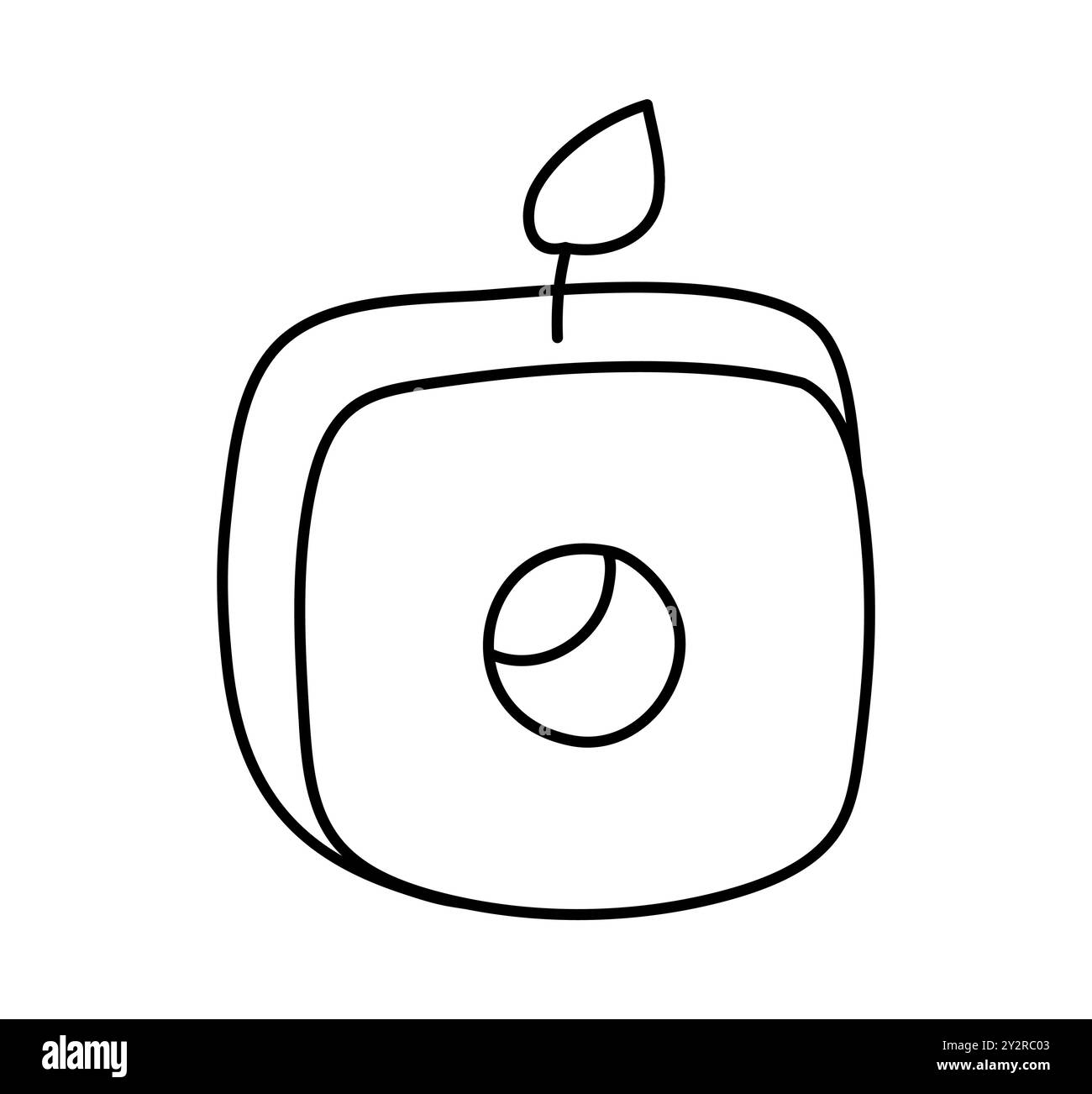 Bougie esthétique de décoration de ligne vectorielle de cire. Illustration colorée dessinée à la main. Délicat élément romantique de décor. Dessinez une bougie allumée chaleureuse Illustration de Vecteur