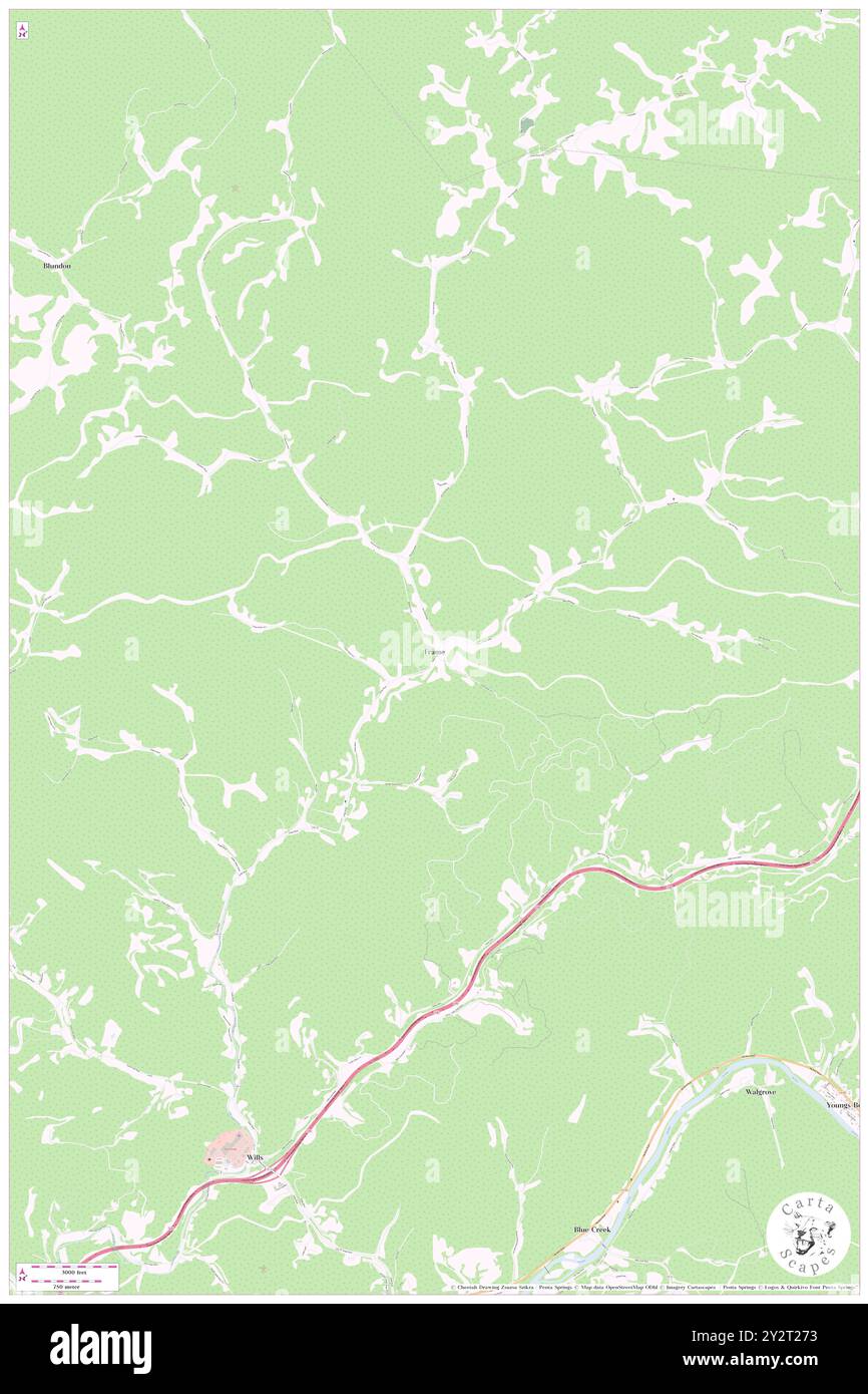 Frame, comté de Kanawha, États-Unis, Virginie-occidentale, n 38 30' 15'', S 81 28' 33'', carte, Cartascapes carte publiée en 2024. Explorez Cartascapes, une carte qui révèle la diversité des paysages, des cultures et des écosystèmes de la Terre. Voyage à travers le temps et l'espace, découvrir l'interconnexion du passé, du présent et de l'avenir de notre planète. Banque D'Images