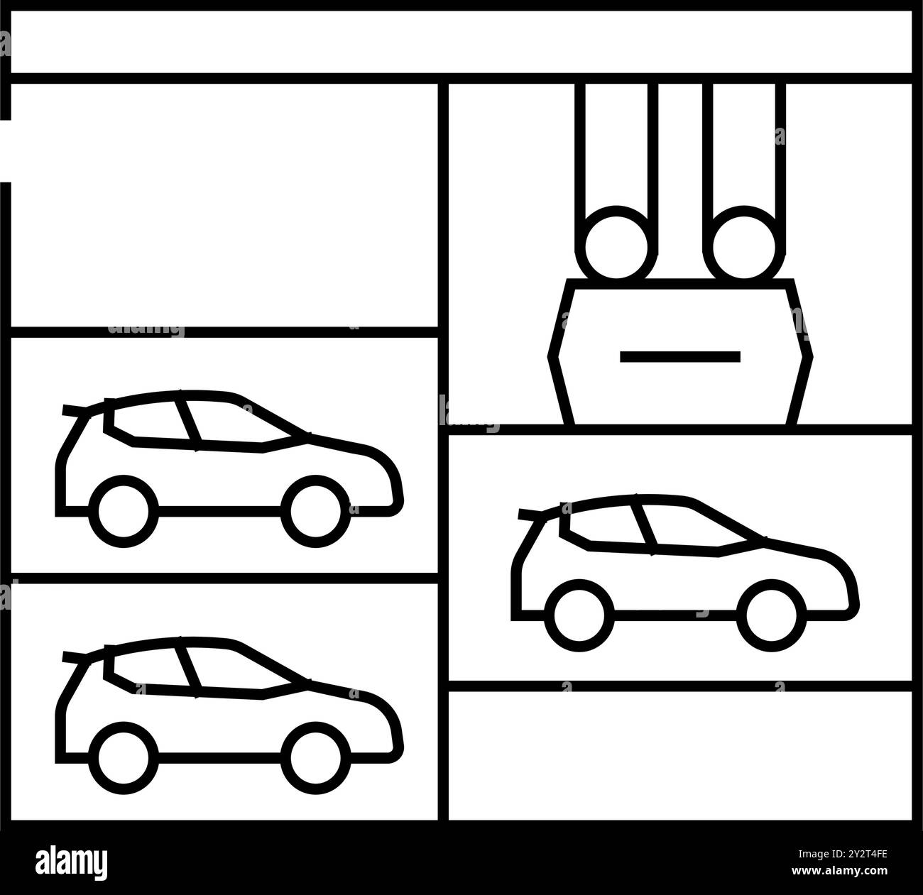 illustration vectorielle de l'icône de l'ascenseur sur une ligne de stationnement à plusieurs niveaux Illustration de Vecteur