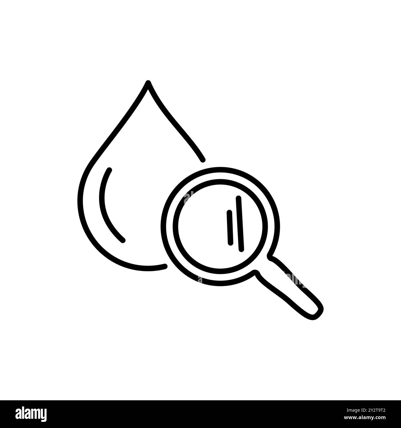 Icône de ligne de recherche de ressource en eau. signe de style linéaire pour le concept mobile et la conception web. Icône de vecteur de contour de goutte d'eau et de loupe. Illustration de Vecteur
