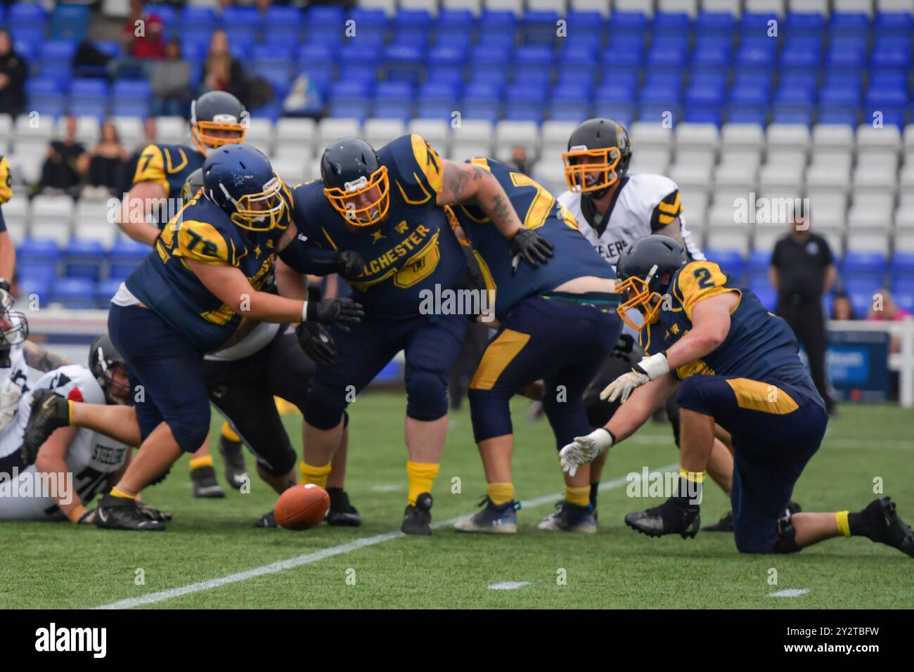 Coventry, Royaume-Uni. 7 septembre 2024, BRITBALL XXXVI BAFA Adult contact Division 2 Championship final Sandwell Steelers v Colchester Gladiators, Butts Park sont Banque D'Images