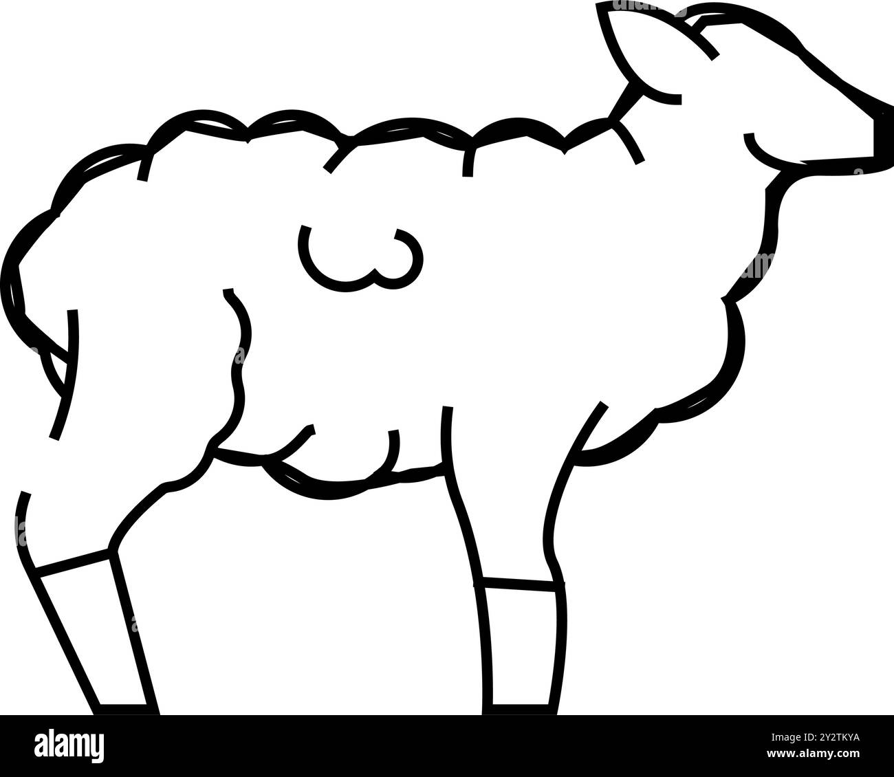 illustration vectorielle de l'icône de la ligne d'animaux de la ferme de moutons Illustration de Vecteur