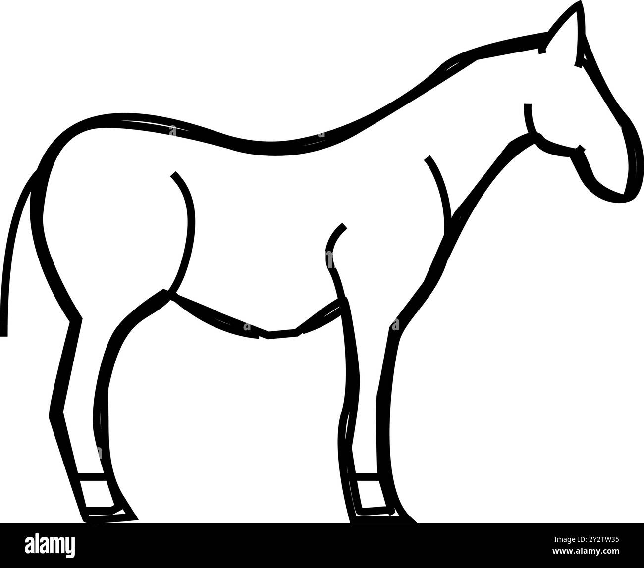 illustration vectorielle d'icône de ligne d'animal de cheval Illustration de Vecteur