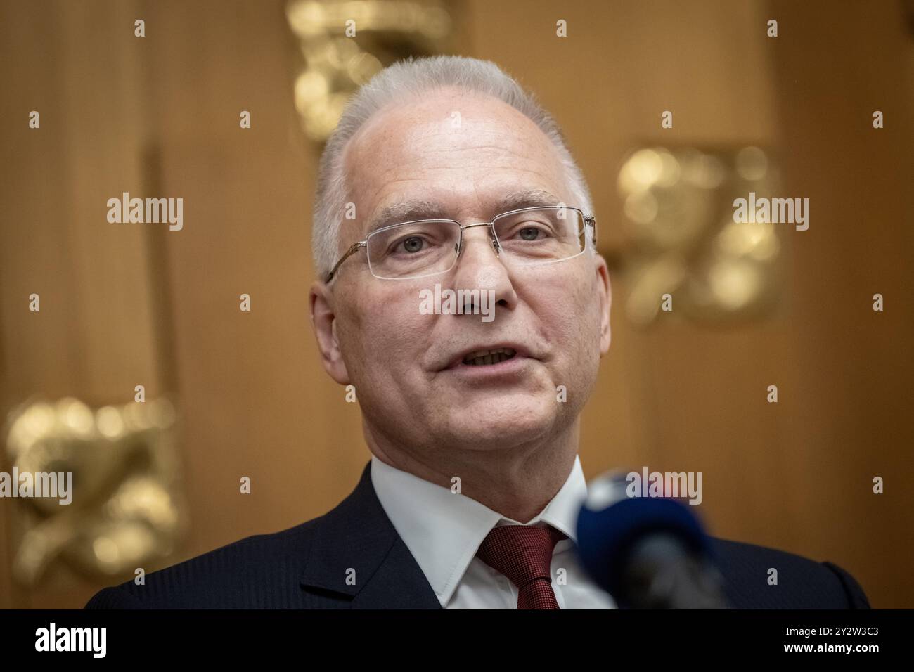 Prague, République tchèque. 11 septembre 2024. Michal Koudelka, directeur de la BRI du contre-espionnage tchèque, lors de la Conférence sur la sécurité nationale et les mouvements pseudo-conservateurs ou distinguer la politique conservatrice authentique de la subversion antidémocratique à Prague, République tchèque, le 11 septembre 2024. Crédit : vit Simanek/CTK photo/Alamy Live News Banque D'Images