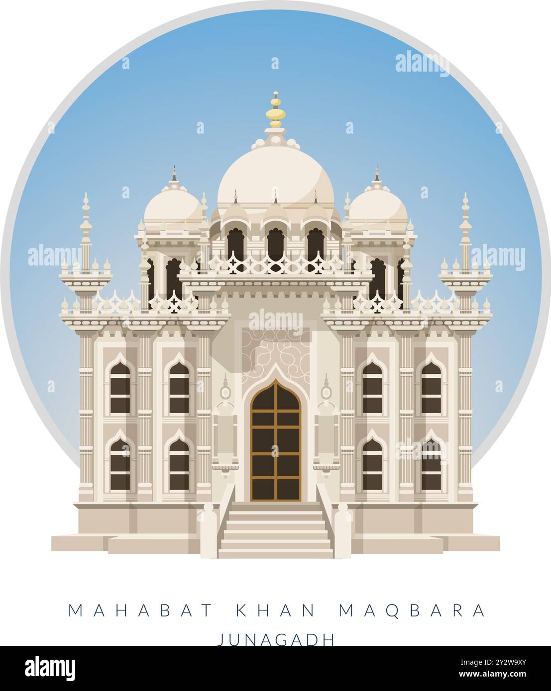 Mahabat Khan Maqbara - Junagadh - Gujrat - Stock illustration as EPS 10 File Illustration de Vecteur