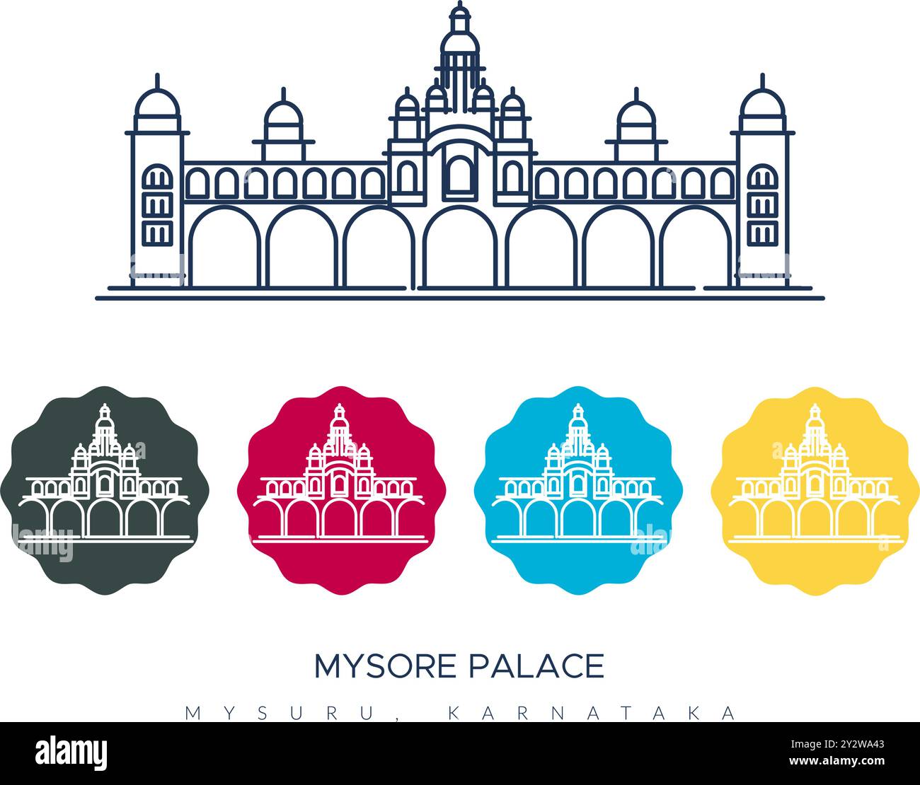 Mysore Palace - Amba Vilas Palace -Mysuru, Karnataka - Stock illustration en fichier EPS 10 Illustration de Vecteur