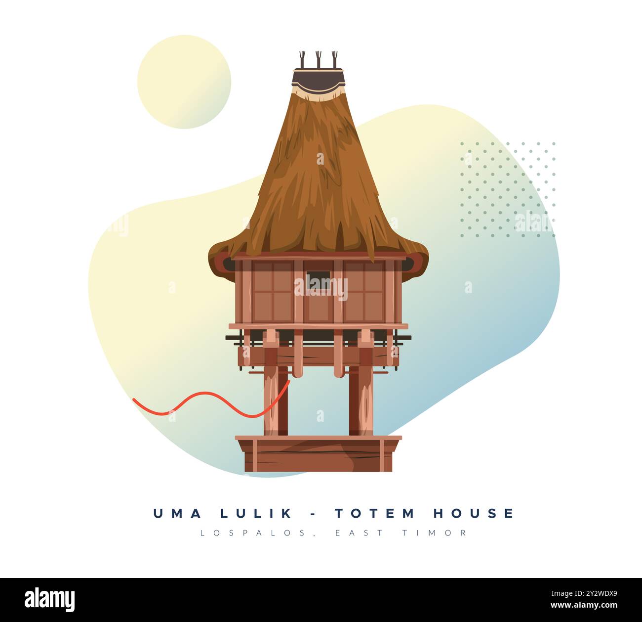 UMA Lulik - maisons totem sacrées - Lospalos, Timor oriental - illustration au format EPS 10 File Illustration de Vecteur