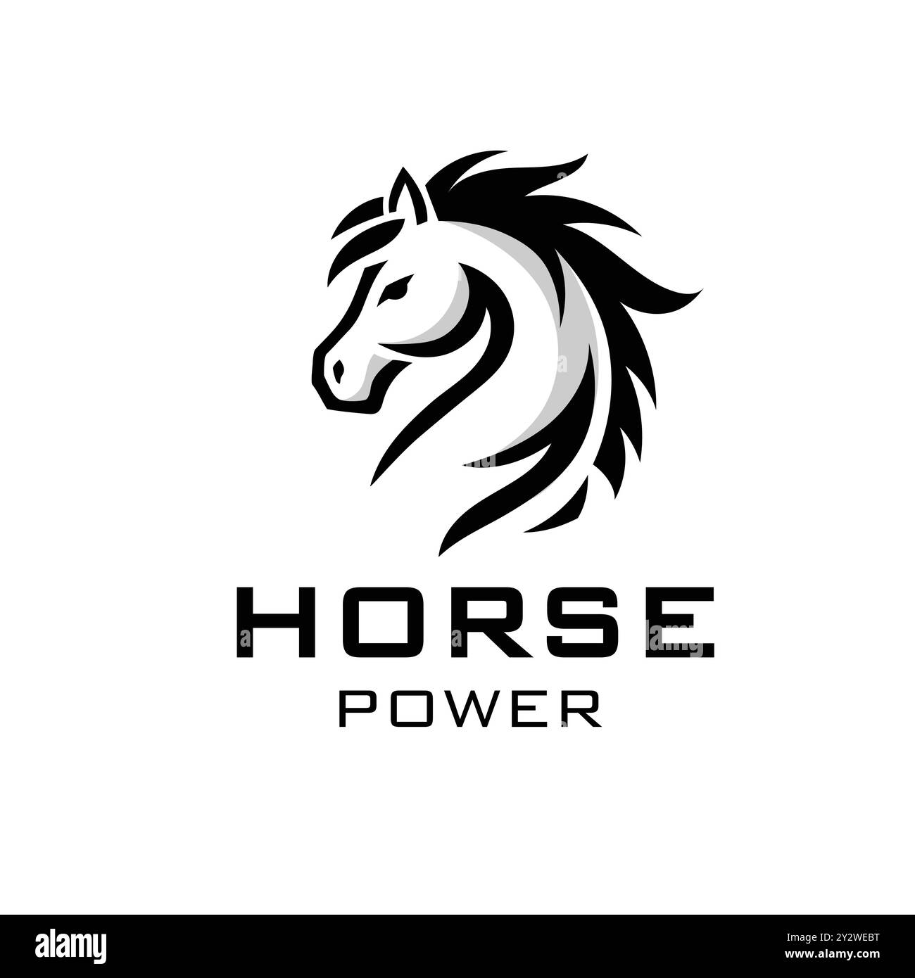 emblème monochrome du symbole de tête de cheval sur illustration vectorielle de fond blanc Illustration de Vecteur