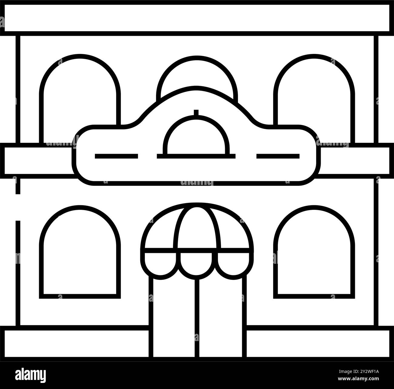 illustration vectorielle de l'icône de la ligne de construction du restaurant Illustration de Vecteur