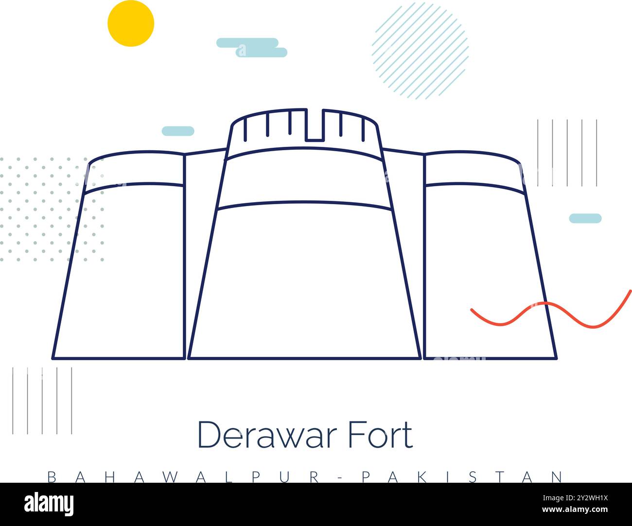 Fort de Derawar - District de Bahawalpur - illustration en tant que fichier EPS 10 Illustration de Vecteur