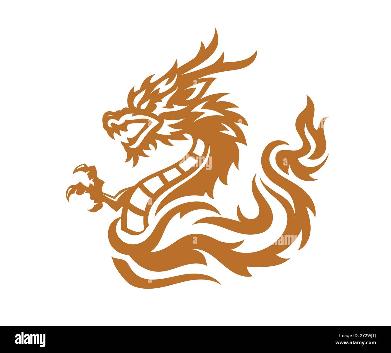 Illustration vectorielle de dragon chinois rouge. Silhouette de dragon Illustration de Vecteur
