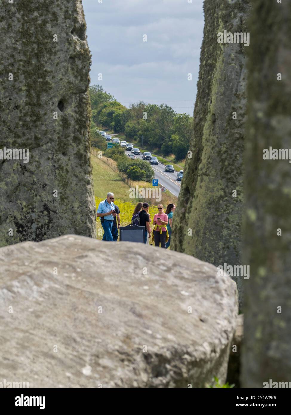 A303 Road, NR Stonehenge, Will Stay Now tunnel annulé, Stonehenge, Wiltshire, Angleterre, Royaume-Uni, GB. Banque D'Images