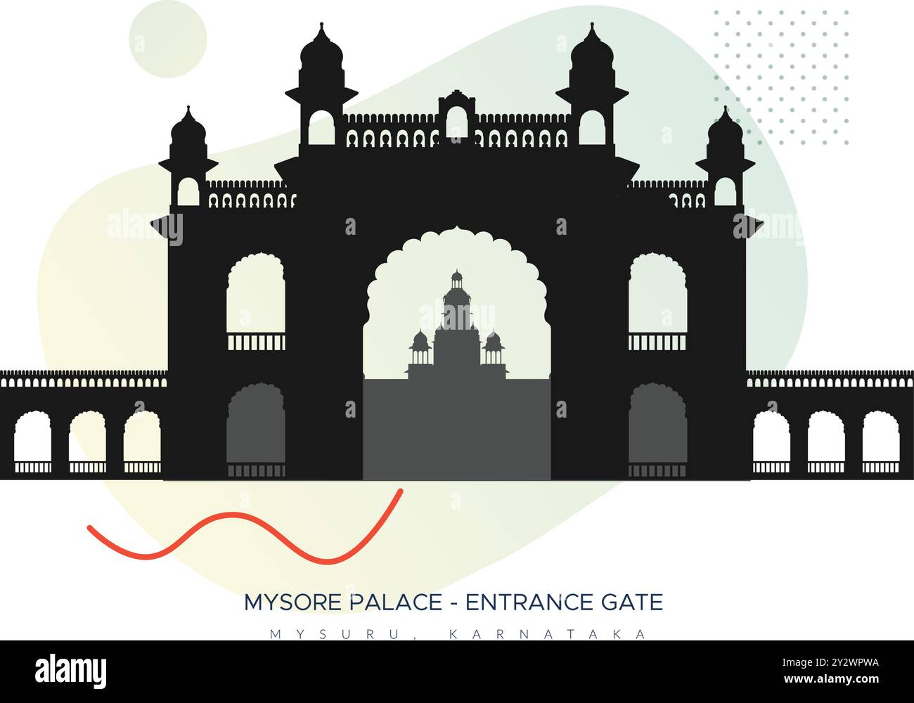 Porte d'entrée du Palais de Mysore - Palais d'Amba Vilas -Mysuru, Karnataka - illustration stock comme fichier EPS 10 Illustration de Vecteur