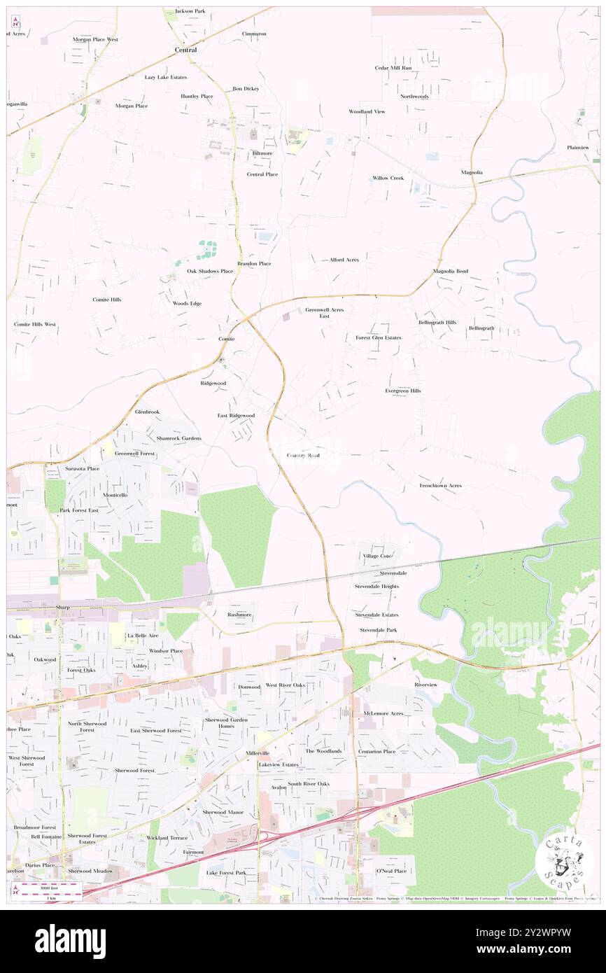 Country Road, East Baton Rouge Parish, US, United States, Louisiana, N 30 29' 41'', S 91 1' 0'', map, Cartascapes Map publié en 2024. Explorez Cartascapes, une carte qui révèle la diversité des paysages, des cultures et des écosystèmes de la Terre. Voyage à travers le temps et l'espace, découvrir l'interconnexion du passé, du présent et de l'avenir de notre planète. Banque D'Images