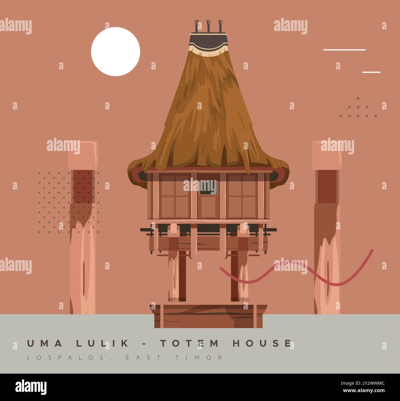 UMA Lulik - maisons totem sacrées - Lospalos, Timor oriental - illustration au format EPS 10 File Illustration de Vecteur