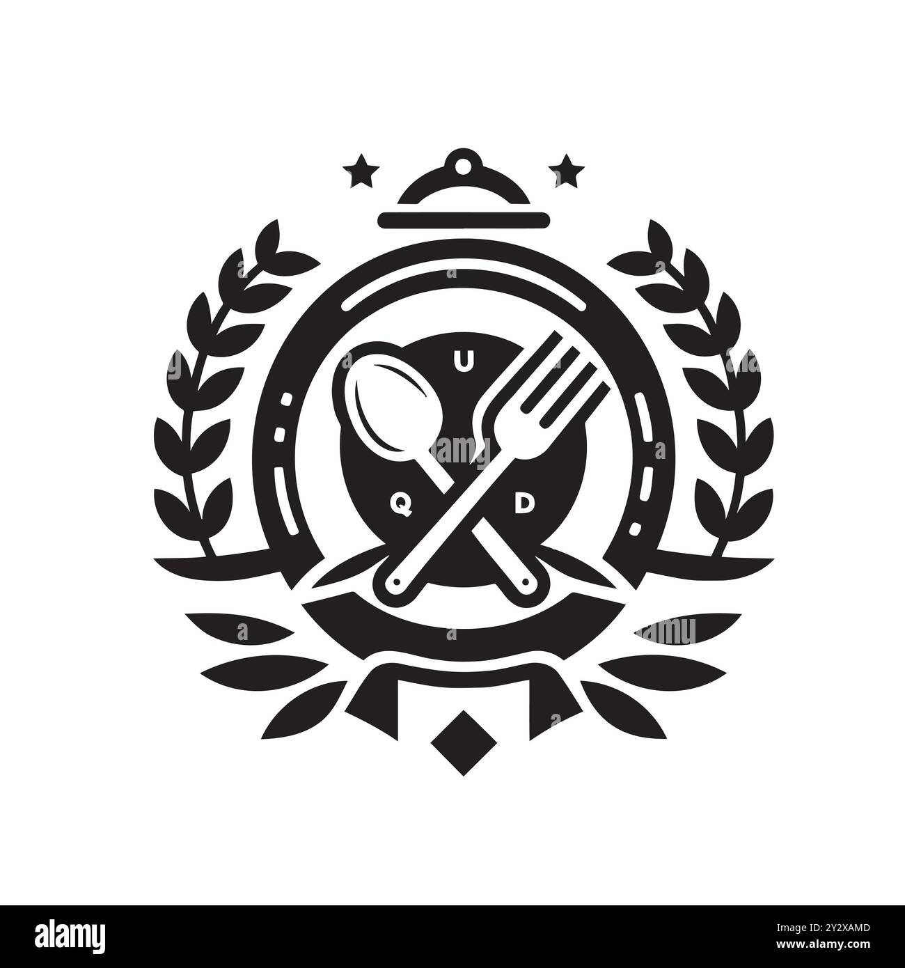 Logo élégant du restaurant avec emblème cuillère et fourchette Illustration de Vecteur