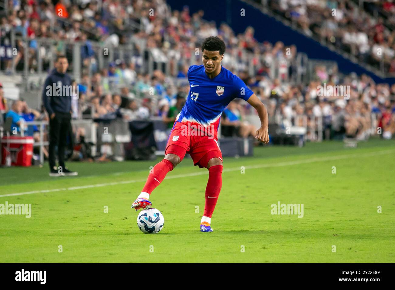 Cincinnati, Ohio, États-Unis, 10 septembre 2024. Malik Tillman, milieu de terrain de L'USMNT (17 ans). L'USMNT affronte la Nouvelle-Zélande dans un match amical international au stade TQL de Cincinnati, Ohio. Crédit : Kindell Buchanan/Alamy Live News Banque D'Images