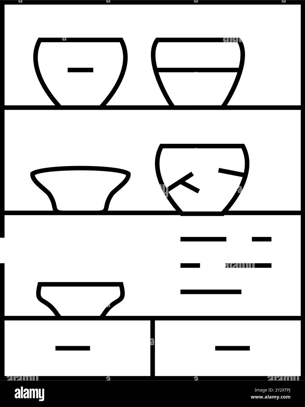 illustration vectorielle icône de la ligne d'exposition du musée de la poterie Illustration de Vecteur