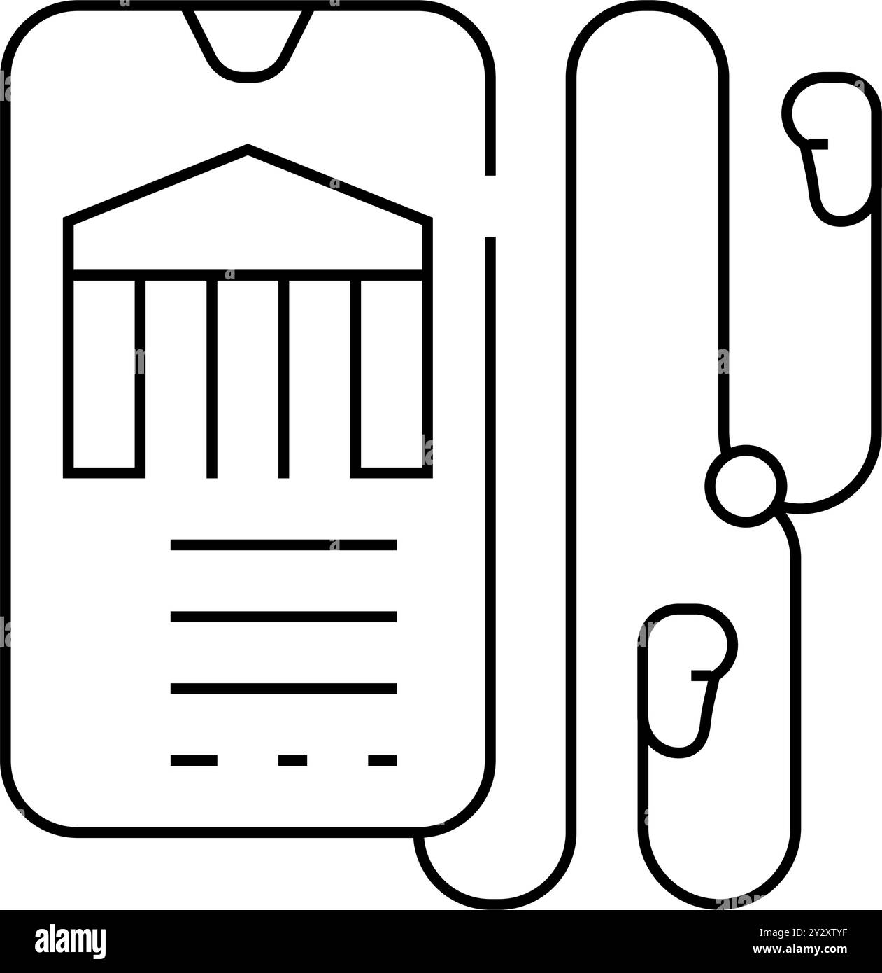 illustration vectorielle de l'icône de la ligne de musée du guide audio Illustration de Vecteur