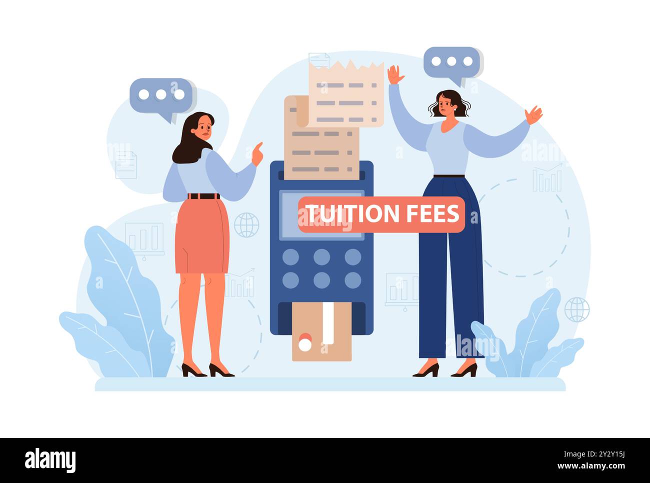 Dette étudiante. Jeune personnage diplômé avec une crise financière. Prêt à l'éducation expatrié. Problème de paiement après une graduation. Illustration vectorielle plate Illustration de Vecteur