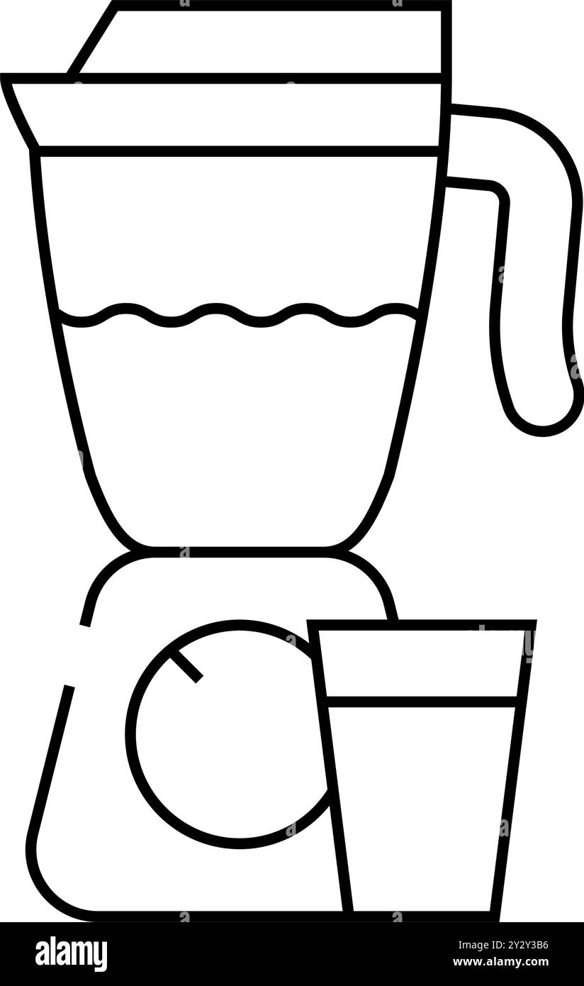 illustration vectorielle de l'icône de la ligne de boissons smoothie noire Illustration de Vecteur
