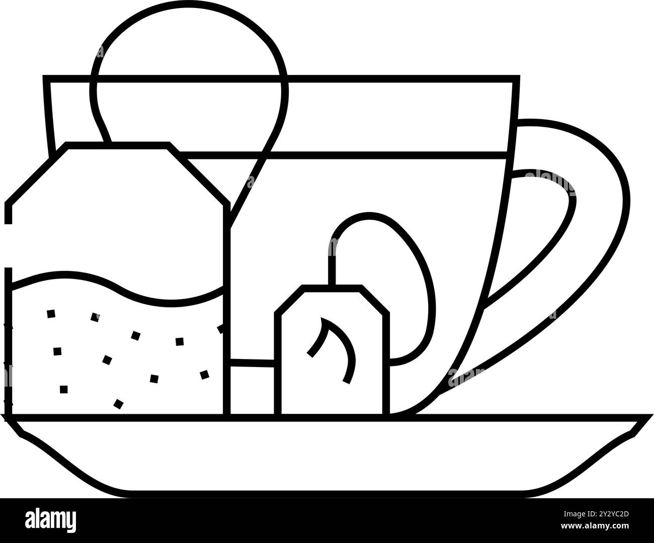 illustration vectorielle de l'icône de la ligne de thé brûlante à la graisse Illustration de Vecteur