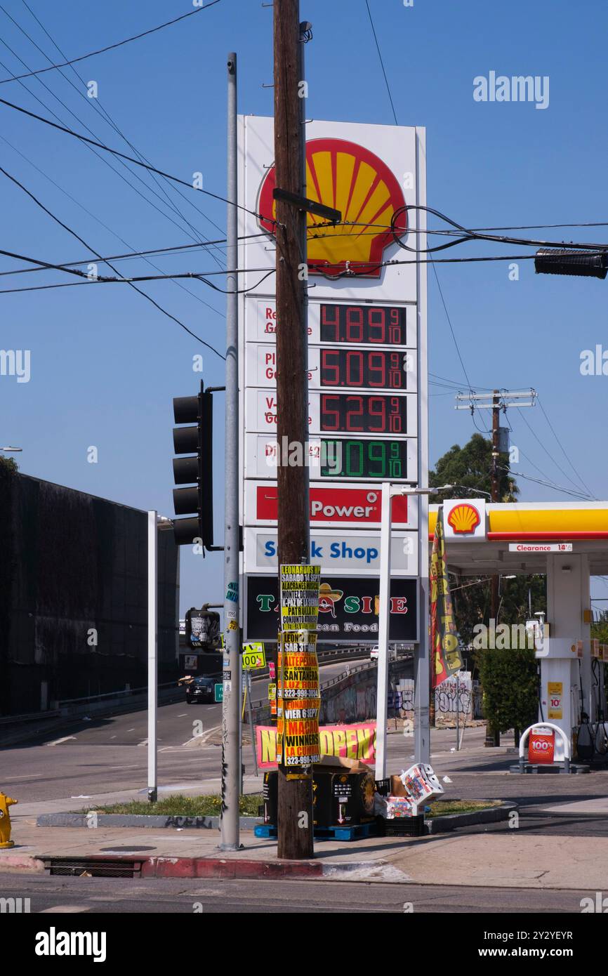 Shell station, centre-ville de Los Angeles (près de 10 Freeway), Californie, États-Unis d'Amérique Banque D'Images