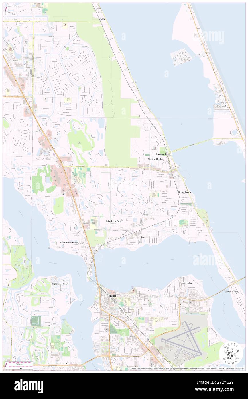 Jensen Beach, Comté de Martin, US, États-Unis, Floride, n 27 15' 16'', S 80 13' 47'', carte, Carthascapes carte publiée en 2024. Explorez Cartascapes, une carte qui révèle la diversité des paysages, des cultures et des écosystèmes de la Terre. Voyage à travers le temps et l'espace, découvrir l'interconnexion du passé, du présent et de l'avenir de notre planète. Banque D'Images